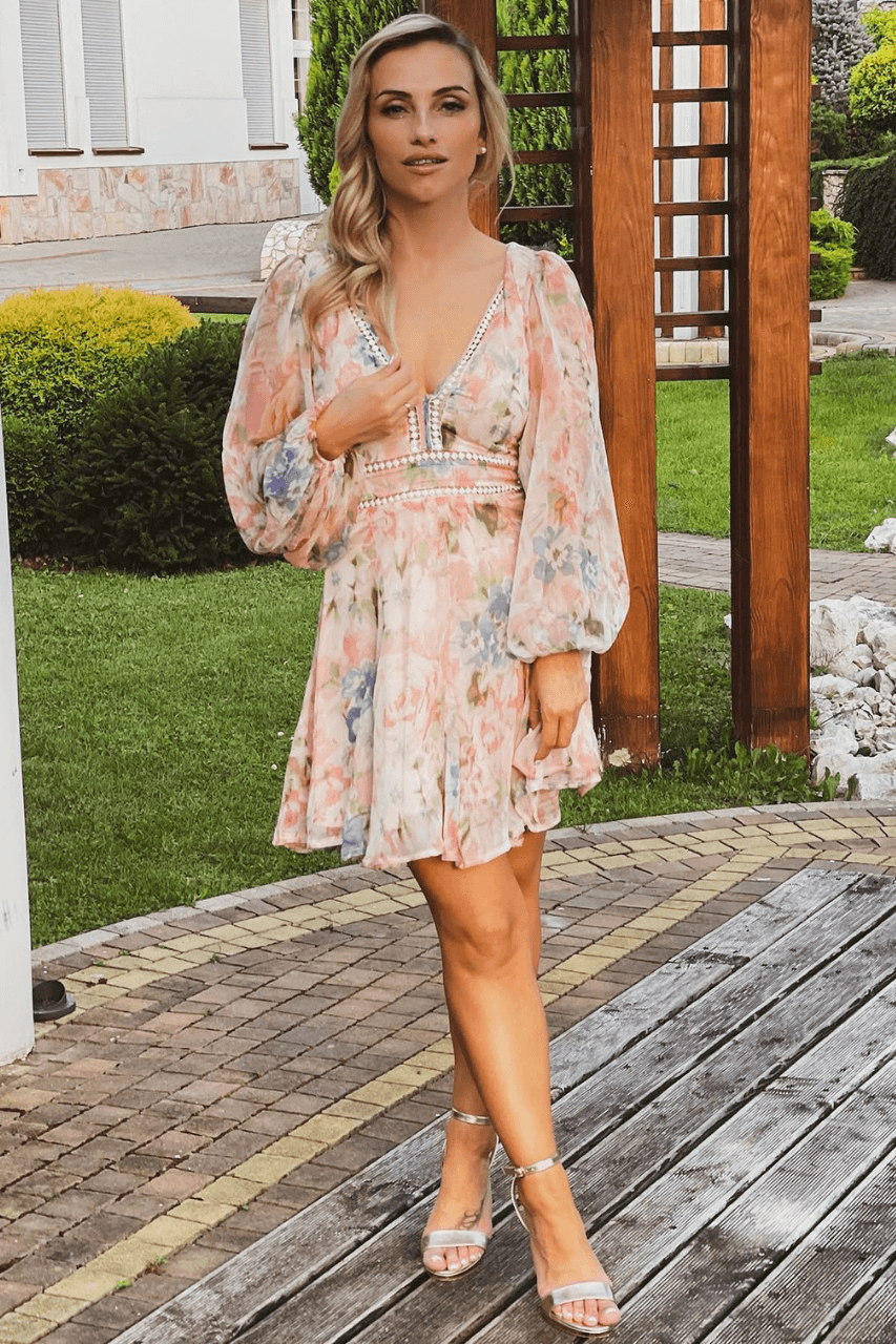 One To Remember Mini Dress - Pink Floral Dresses