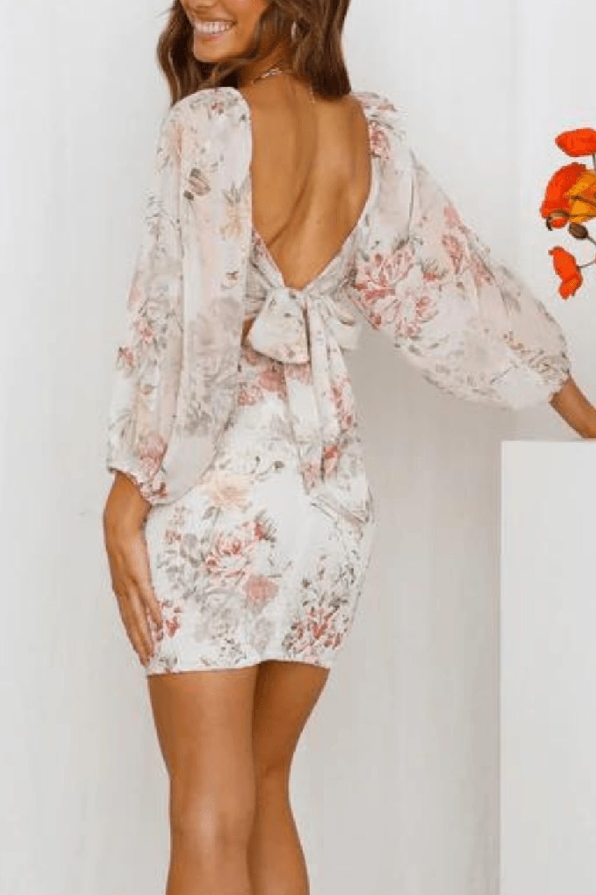 Bloom For You Floral Mini Dress - White Dresses