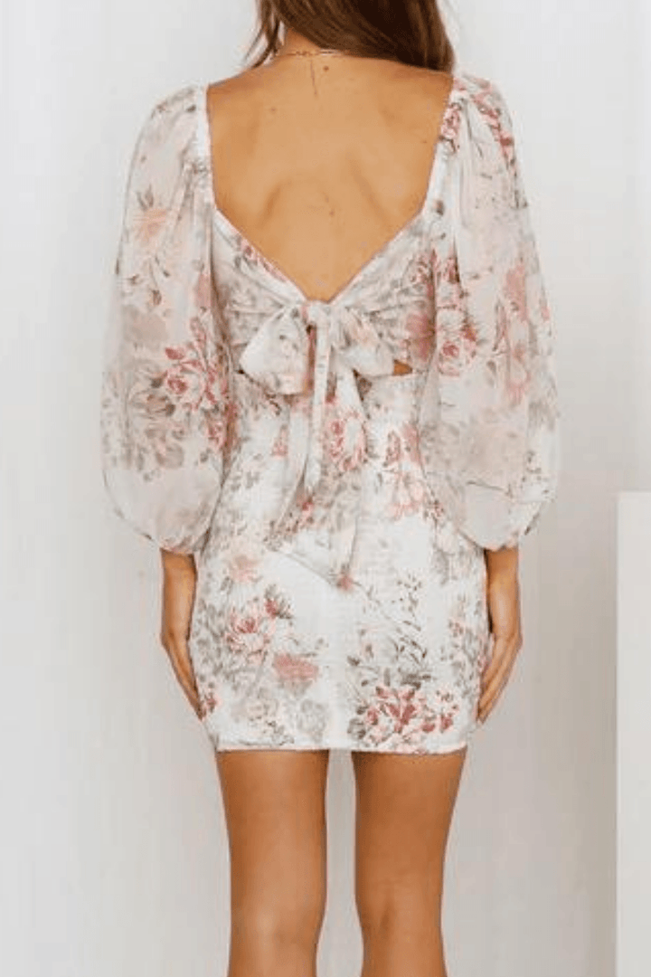 Bloom For You Floral Mini Dress - White Dresses