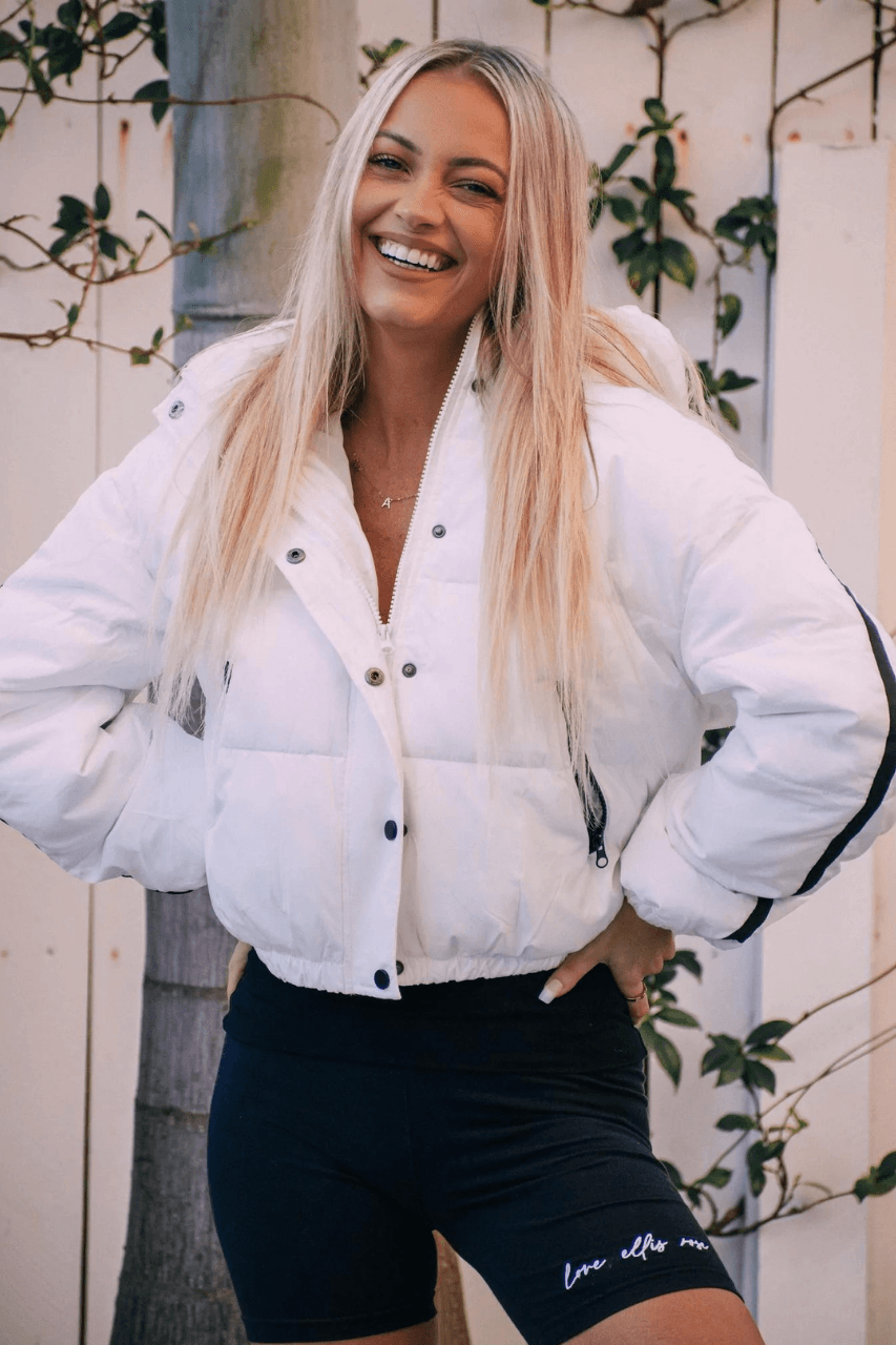 Queen Bee Puffer Hooded Jacket - White Outerwear