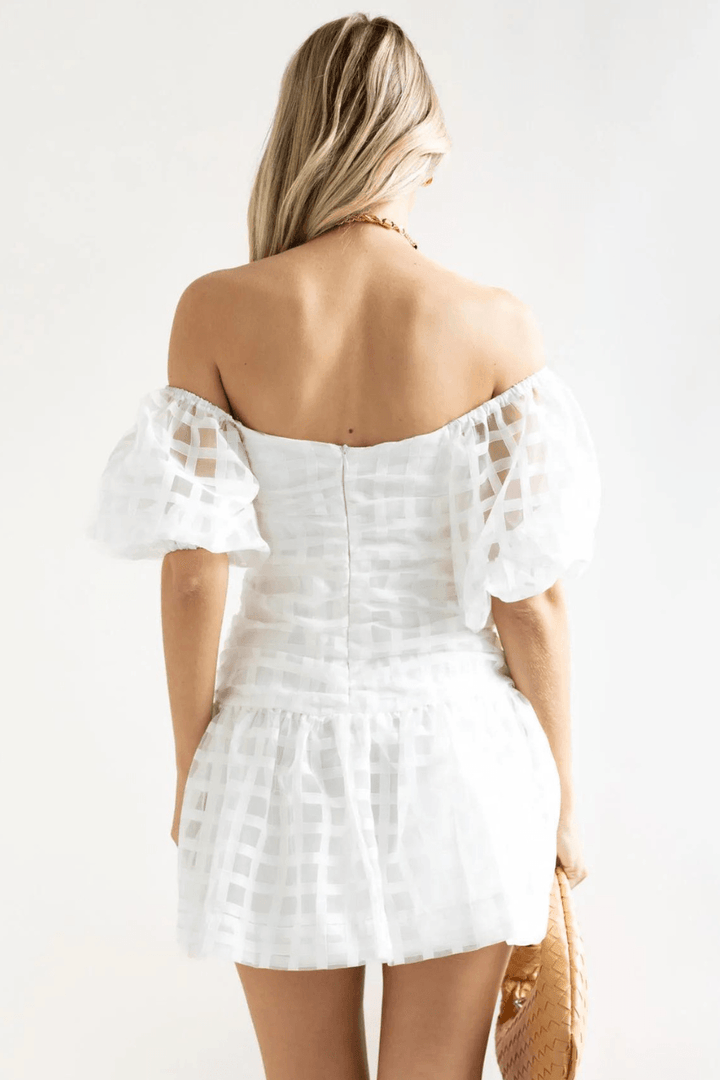 Steal Your Heart Off Shoulder Mini Dress - White Dresses