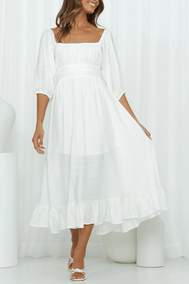 Treat Me Right Maxi Bow Dress - White Dresses