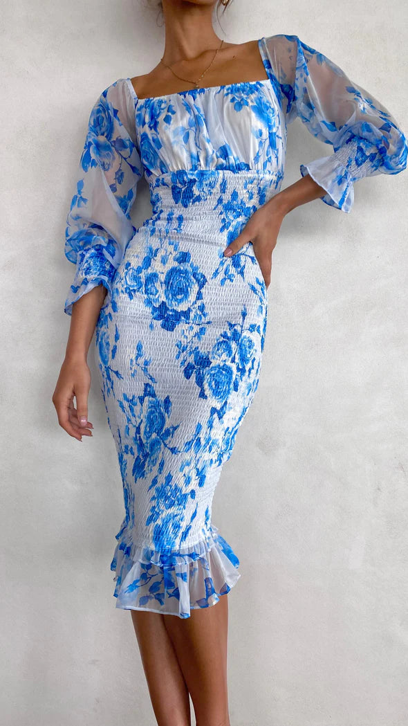 This Love Floral Midi Dress - Blue Dresses