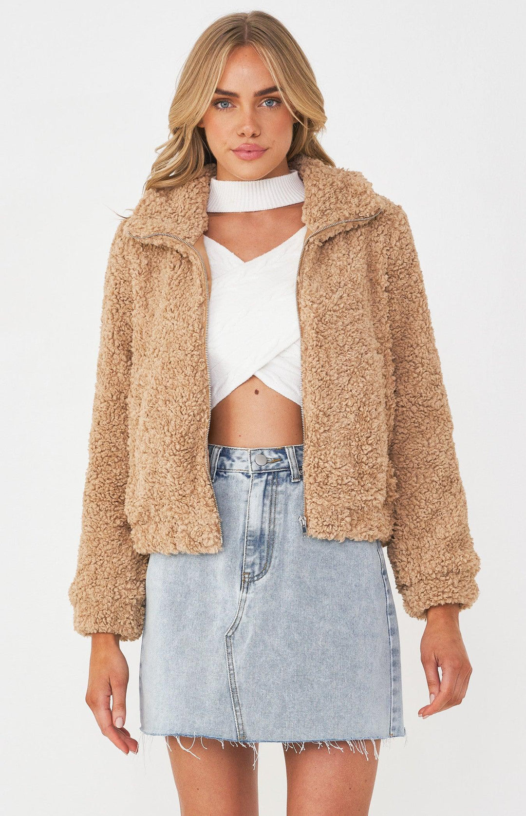 Here For You Teddy Jacket - Camel Outerwear