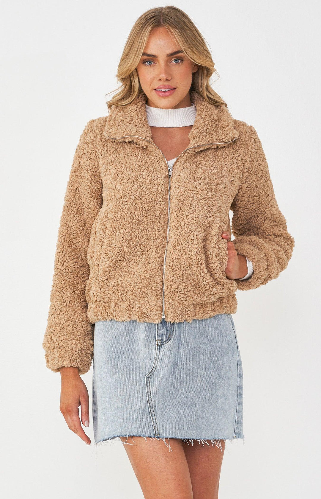 Here For You Teddy Jacket - Camel Outerwear