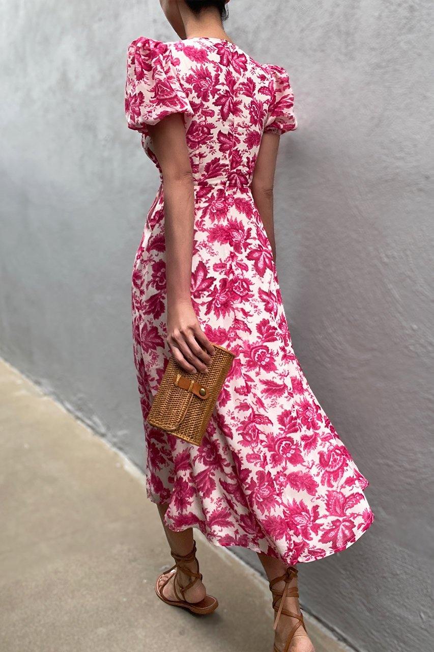 Runaway Stevie Midi Dress - Pink Floral Dresses