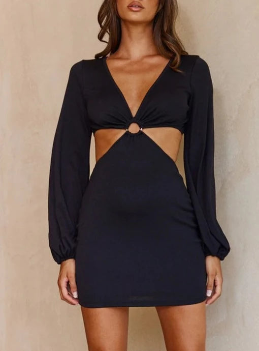 Sandra Mini Cutout Dress - Black Dresses