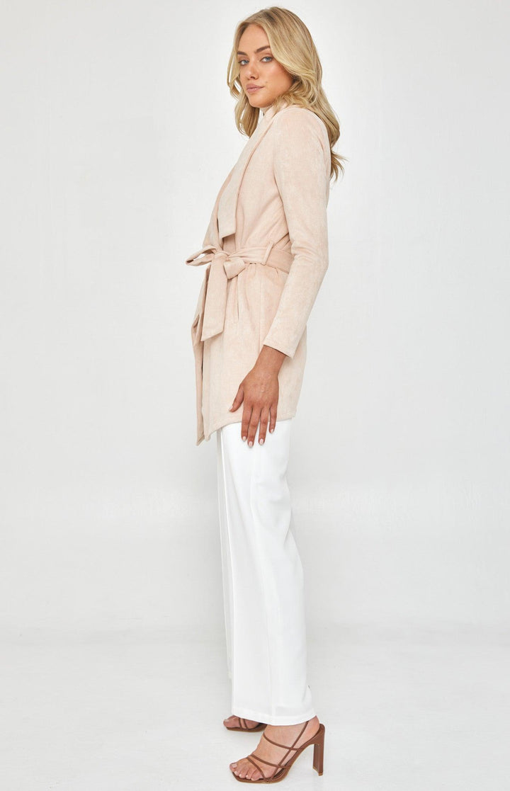 Find Me Suede Waterfall Wrap Coat - Camel Outerwear