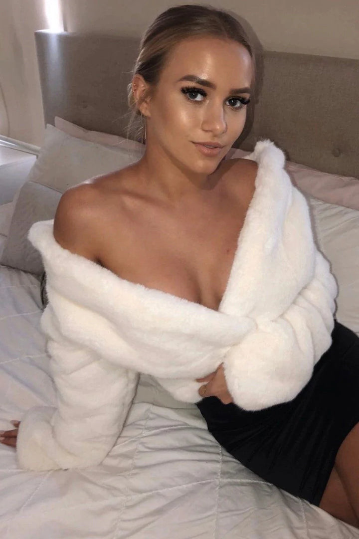 Know Your Worth Faux Fur Coat - White Cream Outerwear