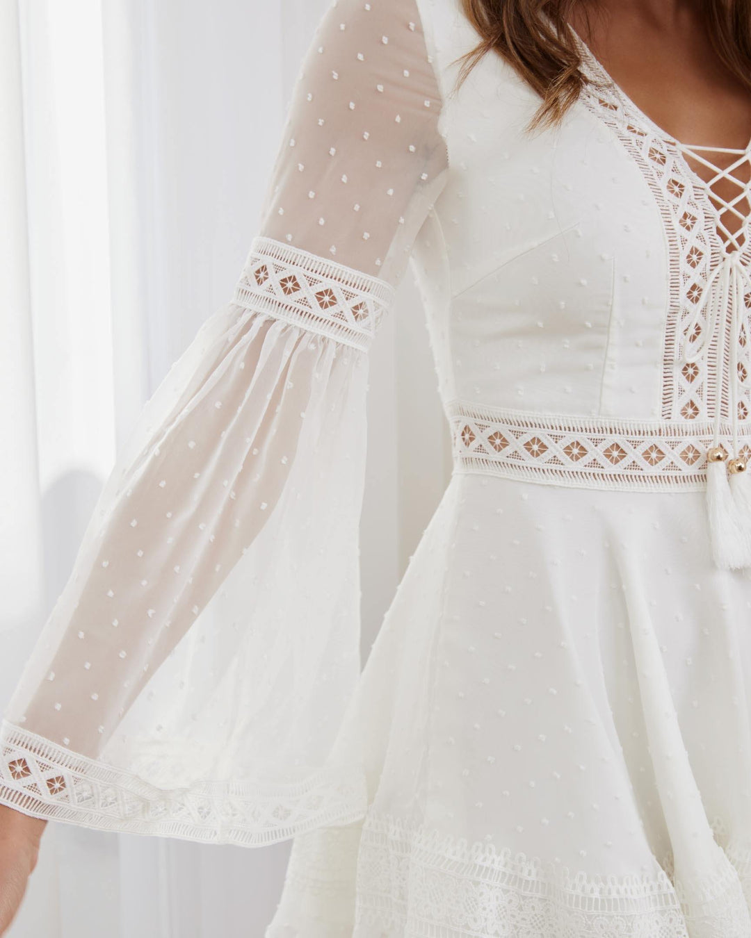 Twosisters The Label - Arella Lace Mini Dress In White Dresses