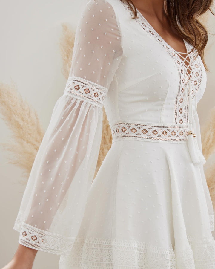 Twosisters The Label - Arella Lace Mini Dress In White Dresses
